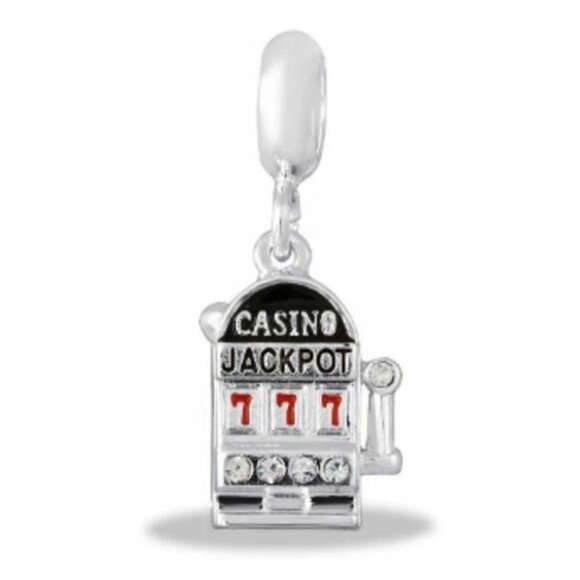 DaVinci Charm Bracelet 8.75" 7 Beads - Casino Cards Poker Gambling Garnet Red CZ - Picture 4 of 6